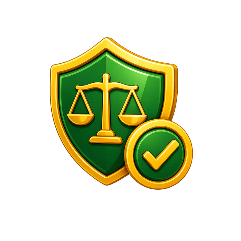 Bouclier avec balance et validation illustrant melbet se connecter et la vérification du compte au Cameroun